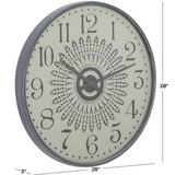 Grey Metal Farmhouse Wall Clock - 28" x 3" x 28"