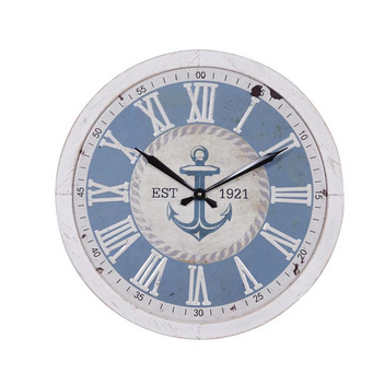 White Metal Coastal Nautical Wall Clock - 24