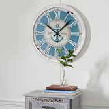 White Metal Coastal Nautical Wall Clock - 24" x 24" x 2"