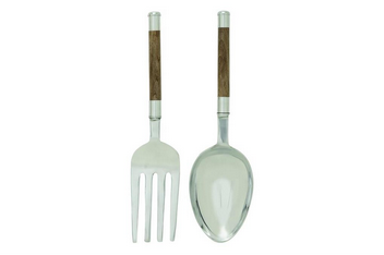 Copy of Metal Art - Silver Aluminum Traditional Kitchen Utensils Wall Decor - Set of 2 7