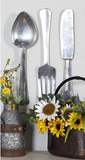 Metal Art - Silver Aluminum Traditional Kitchen Utensils Wall Decor - Set of 3 4"W X 23"H