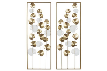 Metal Art - Gold Metal Modern Leaves Wall Decor - Set of 2 12