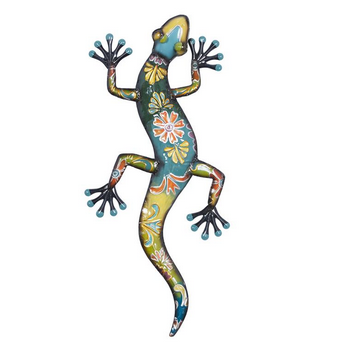 Metal Art - Multi Colored Eclectic Lizard Wall Decor - 32