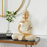 Gold Polystone Glam Buddha Sculpture, 14" x 9" x 20" - Home Decor