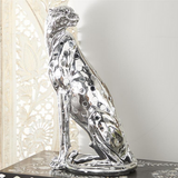 Silver Polystone Eclectic Leopard Sculpture, 13" x 10" x 23" - Home Decor