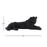 Black Polystone Glam Leopard Sculpture, 26" x 12" x 9" - Home Decor