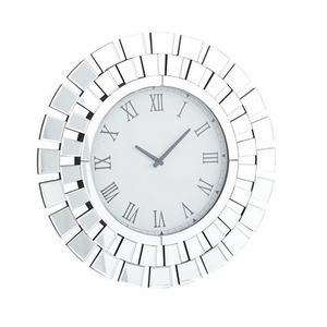 Silver Wood Glam Abstract Wall Clock, 2" x 24" x 24"