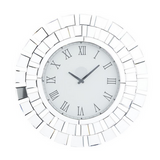 Silver Wood Glam Abstract Wall Clock, 2" x 24" x 24"