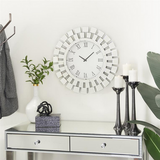 Silver Wood Glam Abstract Wall Clock, 2" x 24" x 24"