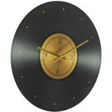 Black Glass Eclectic Record Style Wall Clock, 20" x 2" x 20"