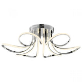 Flush Curves Chandelier - LED Lighting - Chrome Metal