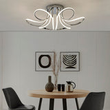 Flush Curves Chandelier - LED Lighting - Chrome Metal