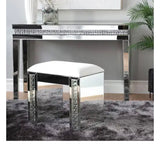 Silver Wood Glam Stool, 22" x 15" x 21"