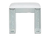 Silver Wood Glam Stool, 22" x 15" x 21"