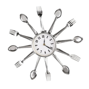 Stainless Steel Utensil Wall Clock 15"