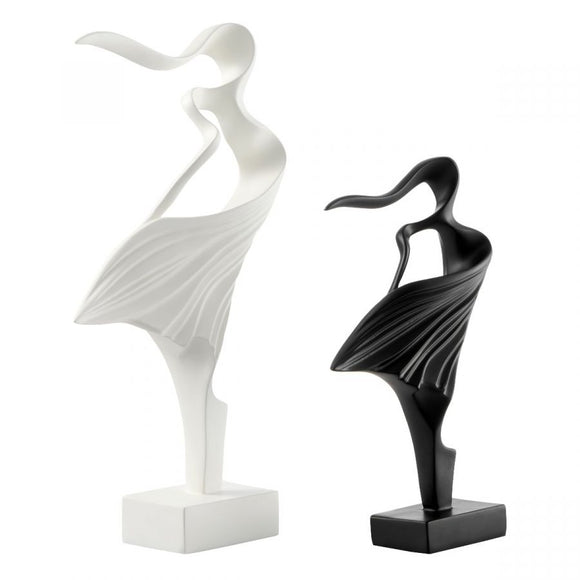 Water Dance Sculpture Set of Two // Matte Black & White - Home Decor