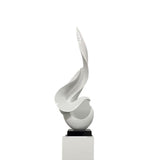 White Flame Floor Sculpture With White Stand, 44" Tall