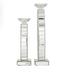 Set of 2 Clear MDF Glam Candle Holder, 17" x 6" x 4"