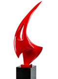 Red Sail Floor Sculpture With Black Stand, 70" Tall