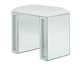 Silver Wood Glam Stool, 22" x 15" x 21"