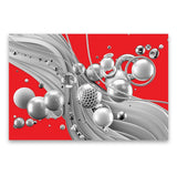 Tempered Glass Art - Red and Grey with Mirror Abstract Wall Art Decor