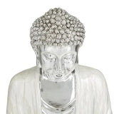 13" Sitting Silver/White Buddha - Home Decor