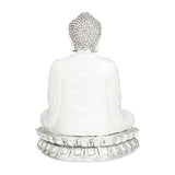 13" Sitting Silver/White Buddha - Home Decor