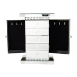 Silver Wood Glam Jewelry Box - Home Decor