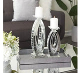 Set of 2 Clear MDF Glam Candle Holder, 17" x 6" x 4"