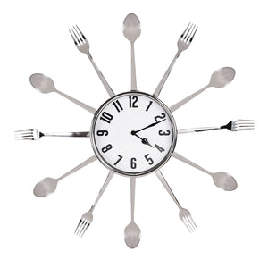 Stainless Steel Utensil Wall Clock 22"