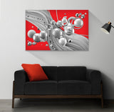 Tempered Glass Art - Red and Grey with Mirror Abstract Wall Art Decor