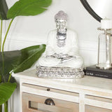 13" Sitting Silver/White Buddha - Home Decor