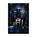 Tempered Glass Art - Blue Skin and Gold Lips Wall Art Decor