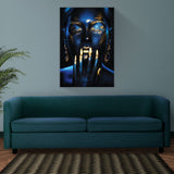 Tempered Glass Art - Blue Skin and Gold Lips Wall Art Decor