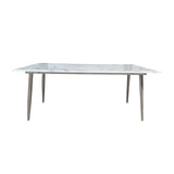 Rectangular Dining Table Marble Finish Top with Chrome Legs